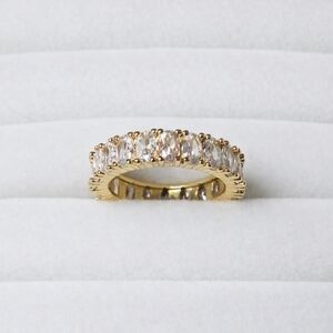 Gold Tone CZ Eternity Band Ring | Size 7 | Coquette Romantic Statement Ring